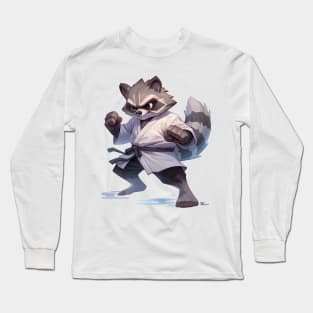 Kawaii Style Karate Master raccoon Long Sleeve T-Shirt